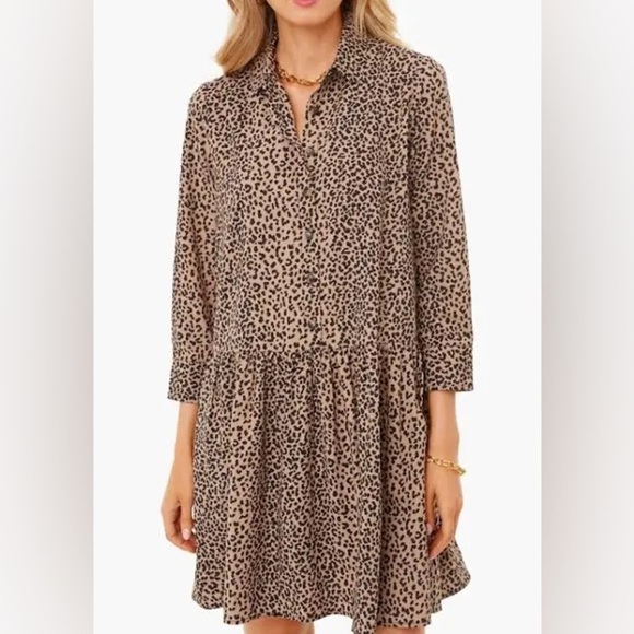 Tuckernuck Dresses & Skirts - Tuckernuck Hayes Leopard Print Shirt Dress Brown Mini Dress Size S